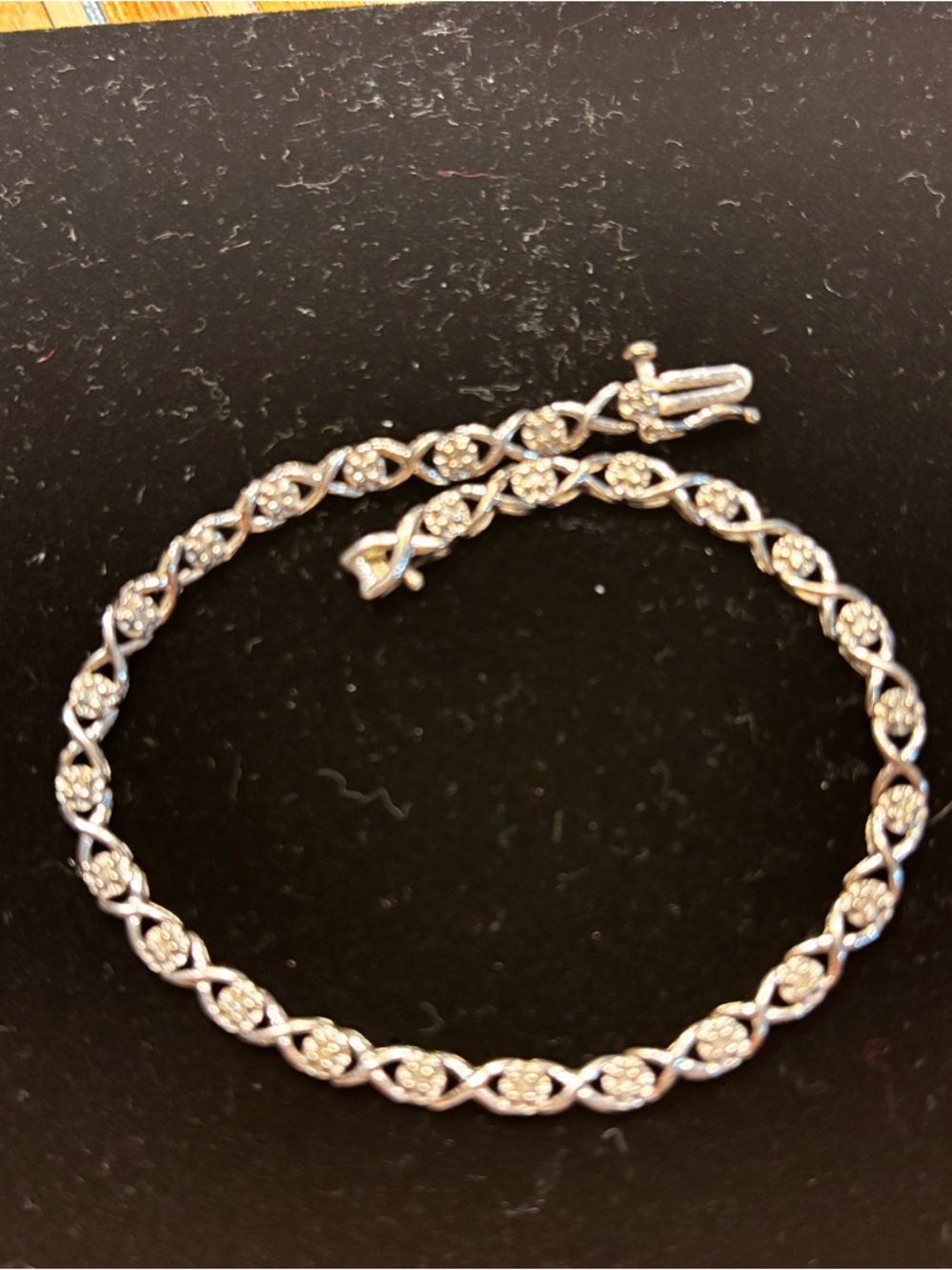 Kay Jewelers Silver Tennis Bracelet with Pave Accents
